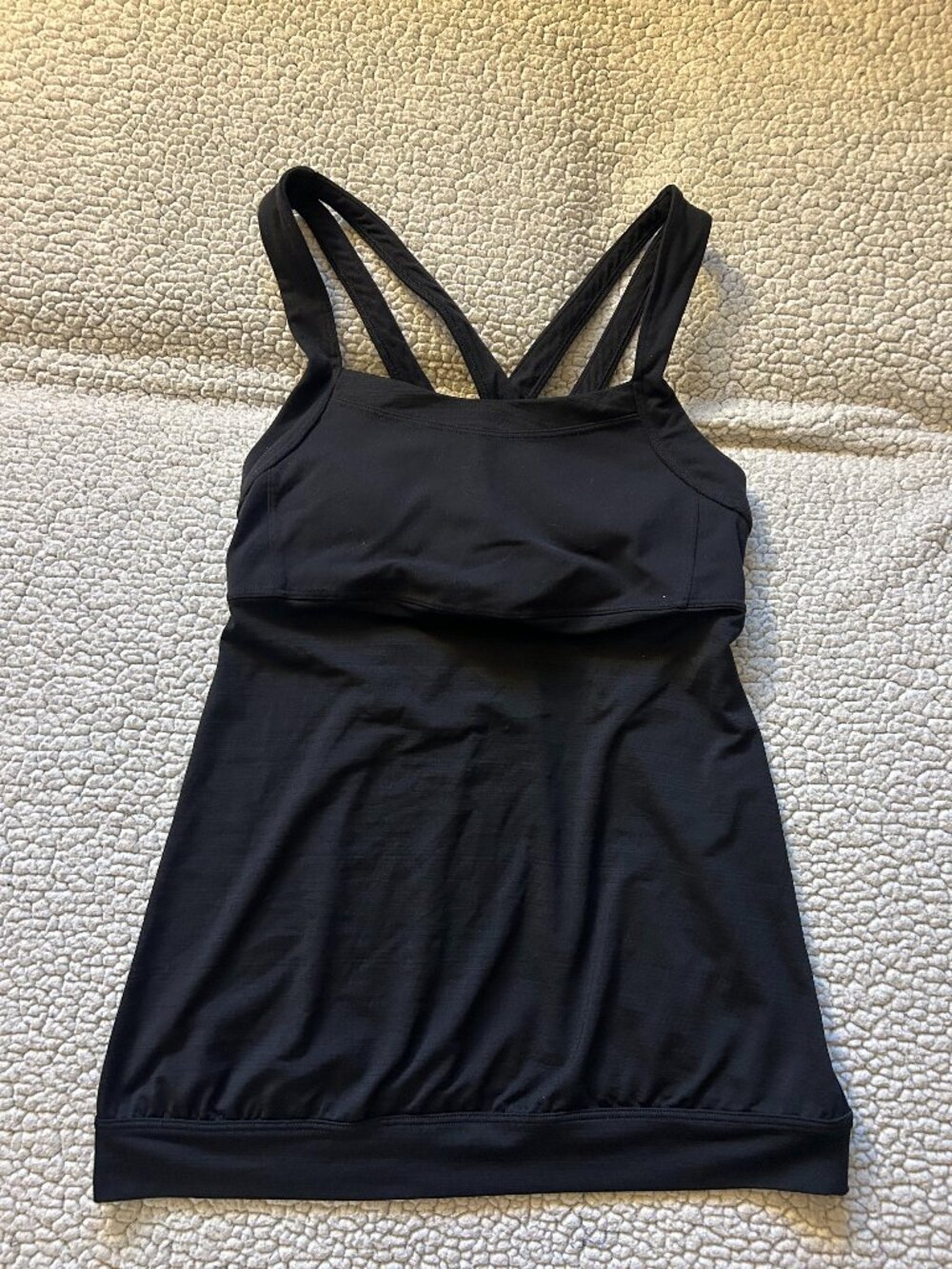 Athleta -- black workout tank, racer back, built in bra